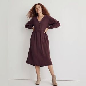 Madewell Petite Lightspun Button-Front Midi Dress